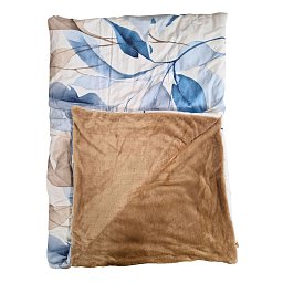 Obrázek pro produkt Zateplená kombinovaná deka v polštáři Hnědomodré listy 150X200 50X60