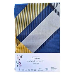 Obrázek pro produkt Saténové povlečení Modrozlaté káro 140X200 70X90